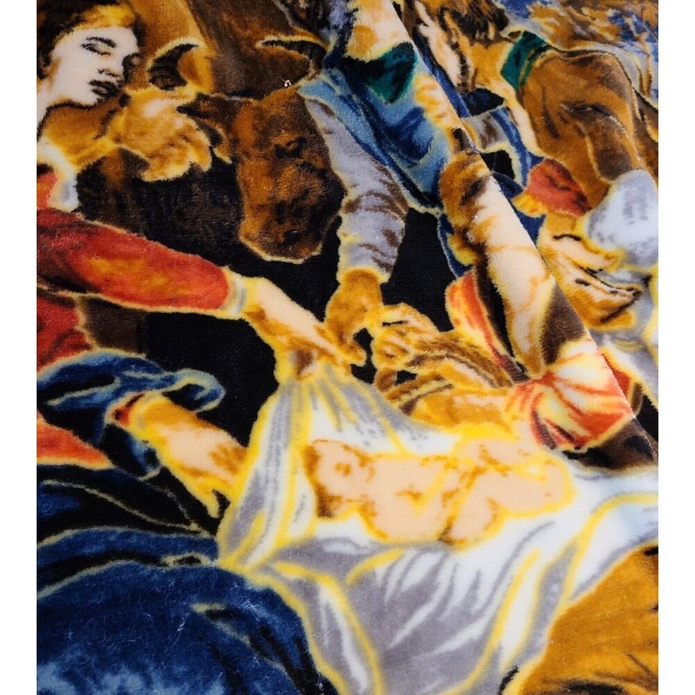 Nativity Scene Christmas Fleece Throw Jesus Mary Joseph Angel Manger Blanket - Picture 9 of 13